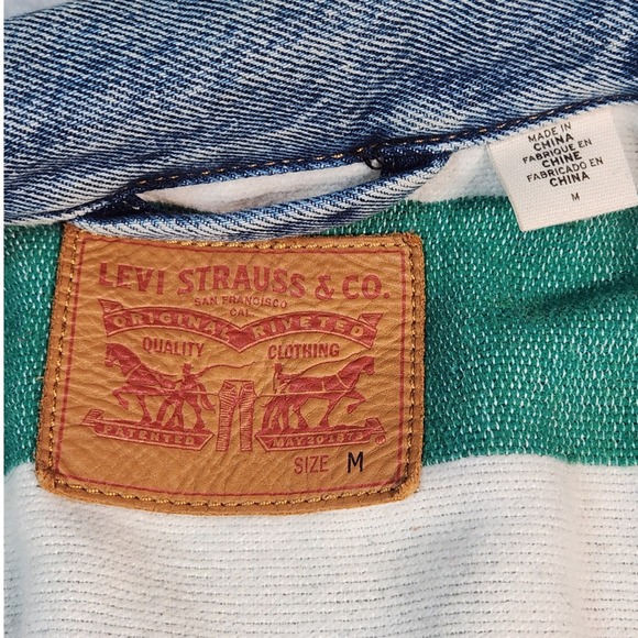 VINTAGE 80's Levi's Trucker Jacket with RARE Striped Blanket Lining Men's M $275 - Picture 5 of 13